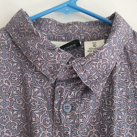 VTG Gitano Button Up Shirt Mens XL Purple Floral Casual Preppy Long Sleev Cotton - Picture 3 of 9